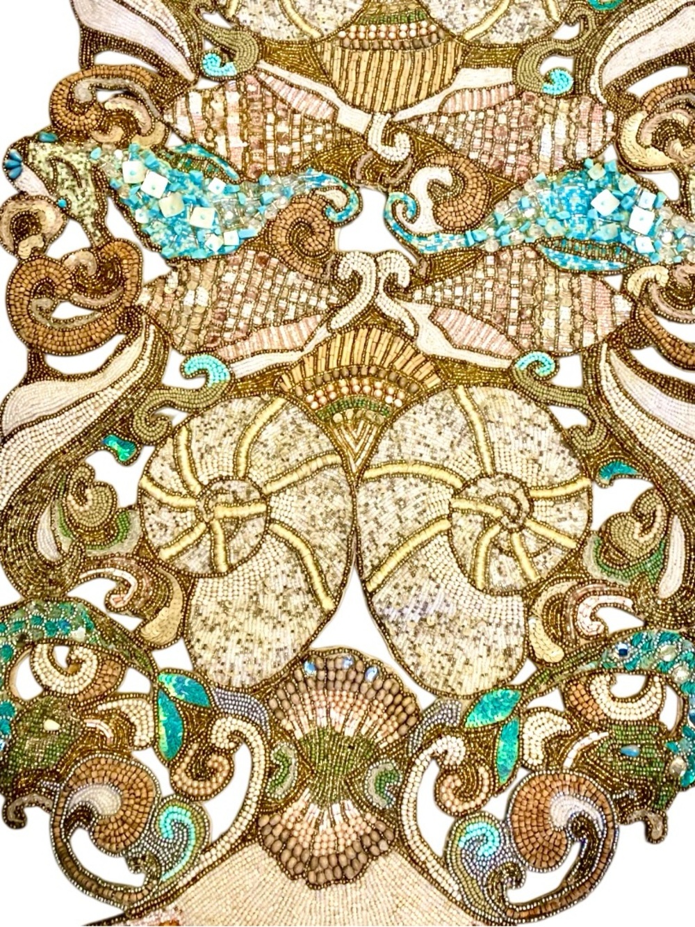 Kim Seybert Intricate beaded Seaside themed luxury table runner